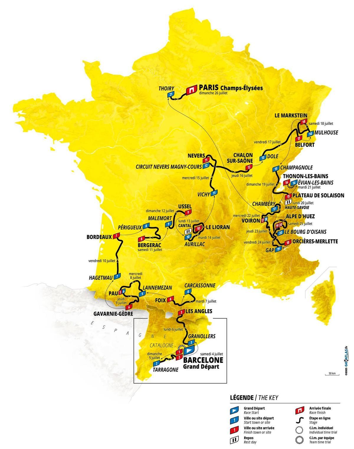 El recorrido del Tour de Francia 2026