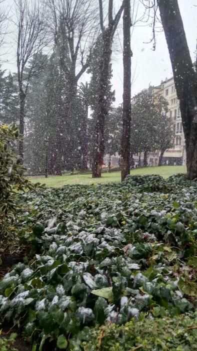 La nieve llega al centro de Oviedo