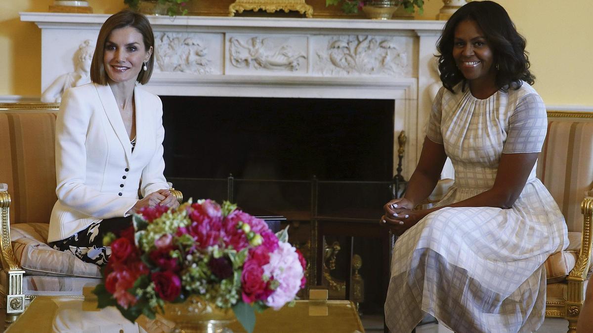 Letizia Ortiz y Michelle Obama, durante la visita de los Reyes a Washington