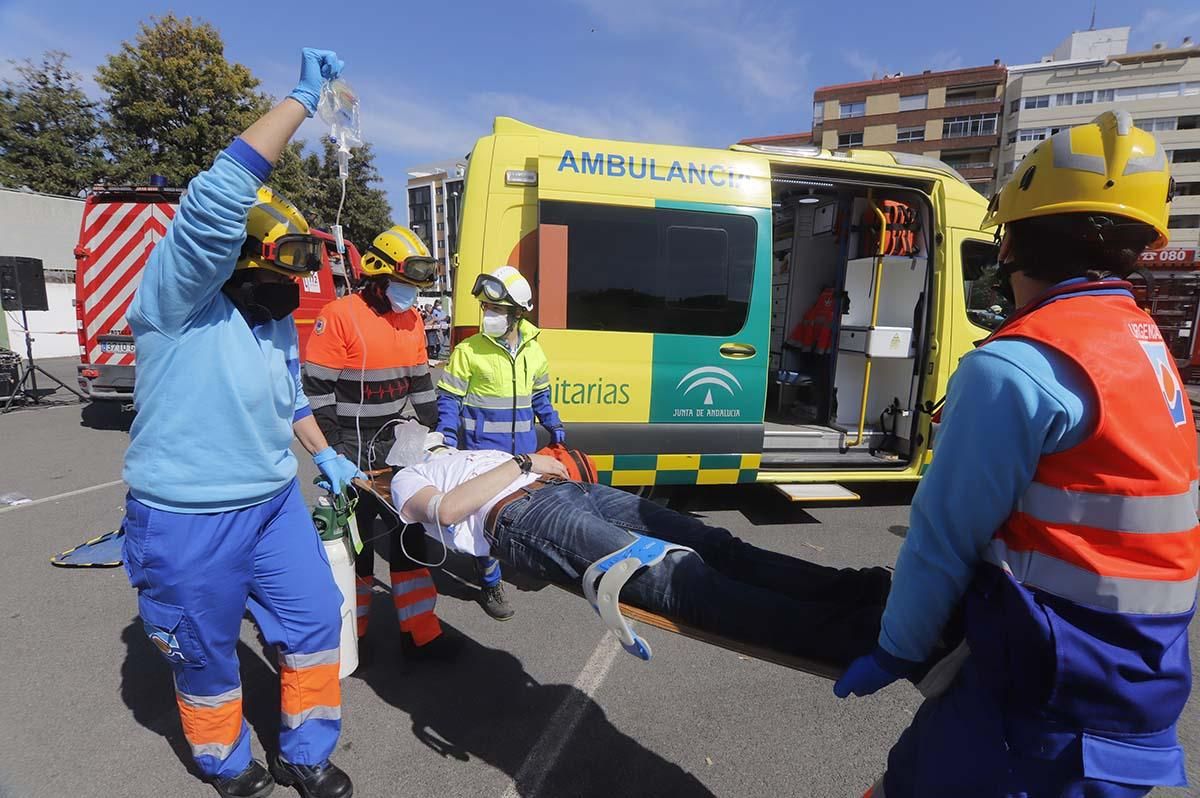 Simulacro de accidente de tráfico en la Diputación de Córdoba