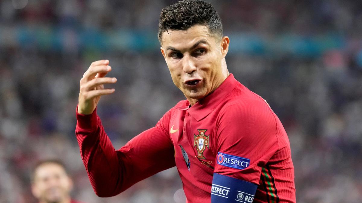 Cristiano Ronaldo celebra el primer gol marcado a Francia.