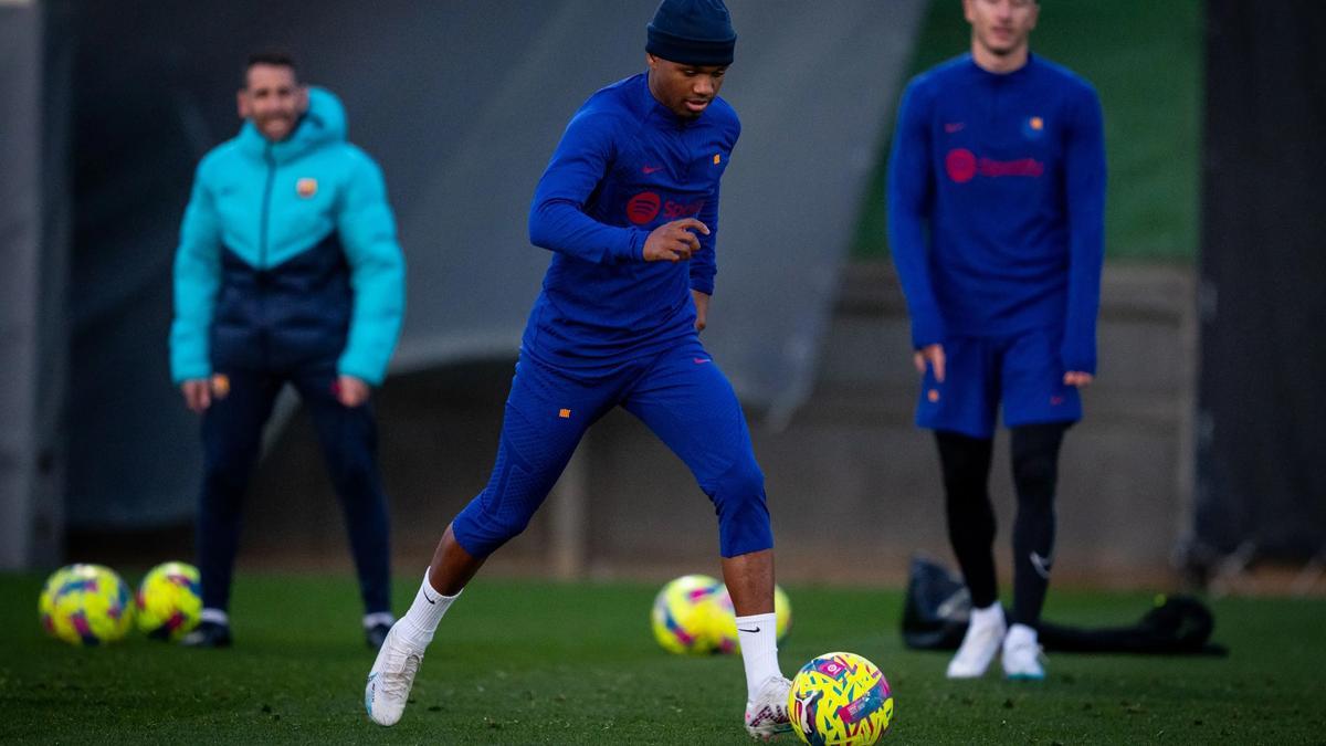 Ansu Fati, en el entrenamiento del Barça en la ciudad deportiva de Sant Joan Despí.