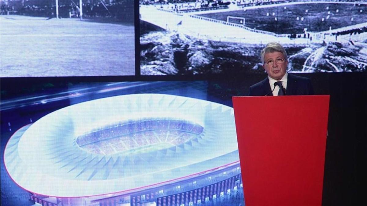 Enrique Cerezo, durante la presentación del nuevo estadio Wanda Metropolitano