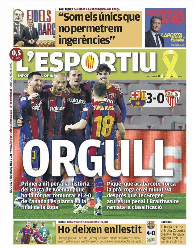 Portada de LEsportiu del 04/03/2021