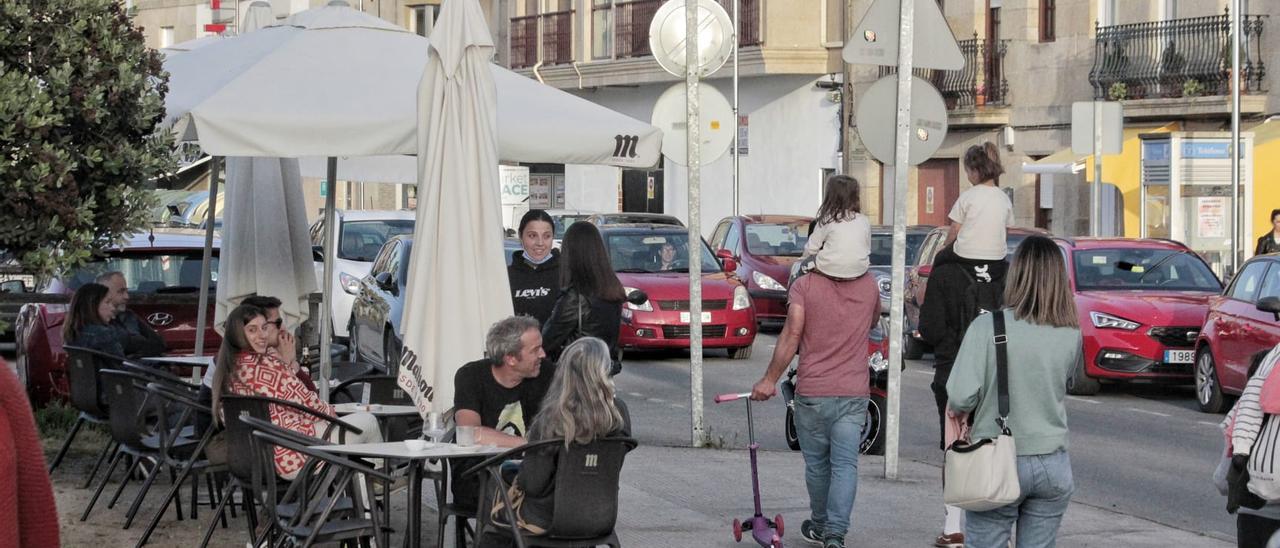 La zona de terrazas en el barrio de Banda do Río, en Bueu.