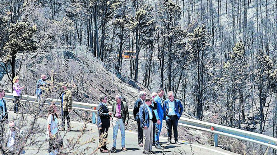 Imagen de la visita de Pedro Sánchez a Valleseco el pasado 22 de agosto junto a autoridades insulares.