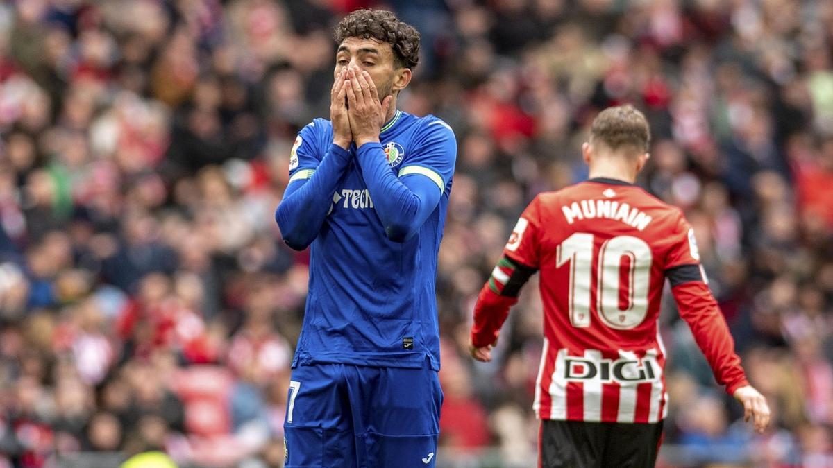 Munir El Haddadi, con la elástica del Getafe.