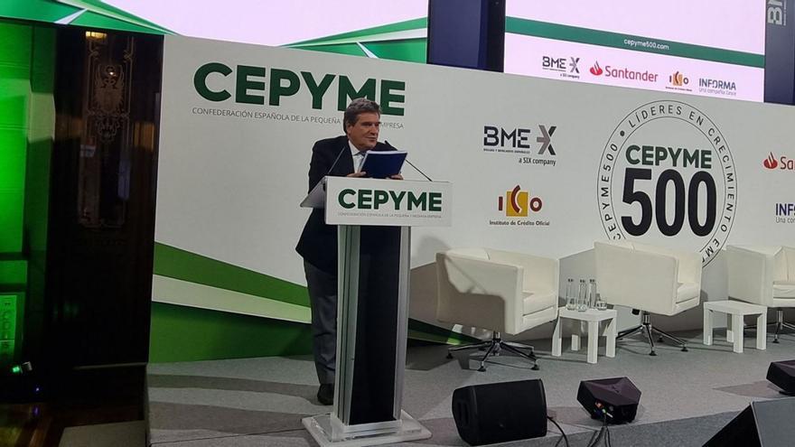 Entrega de distinciones 8 El ministro de Inclusión y Seguridad Social, José Luis Escrivá, en el acto de Cepyme 500. | CEPYME