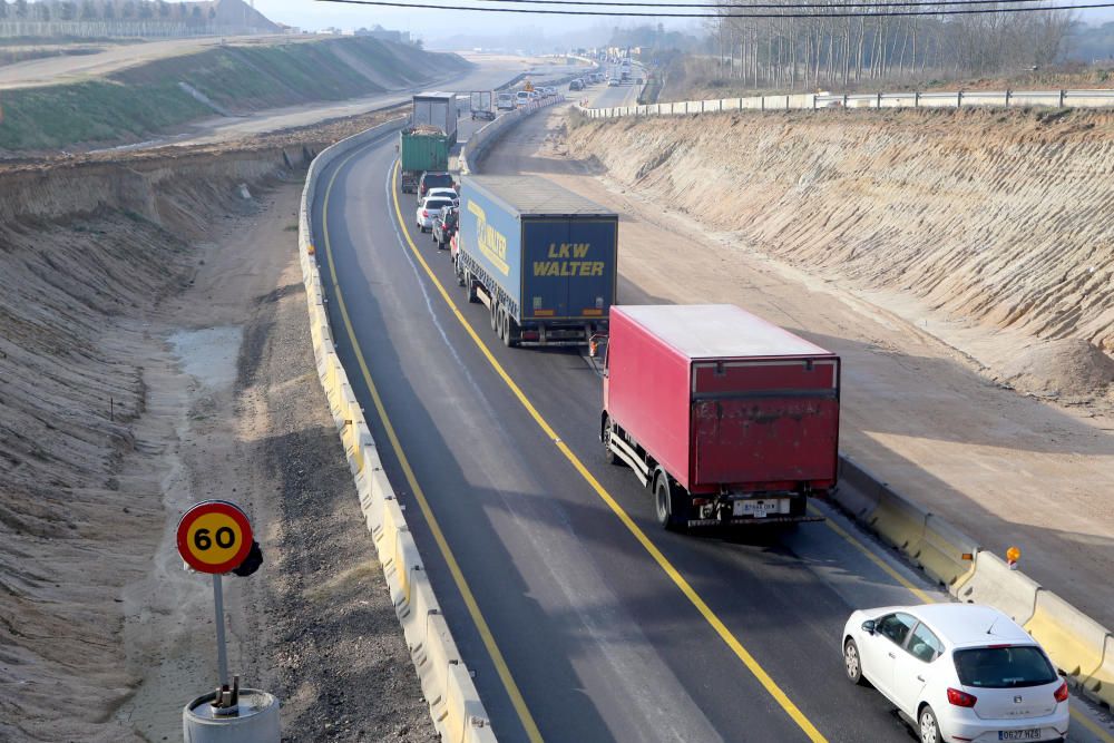 Cues a la N-II per les obres de desdoblament a Vidreres