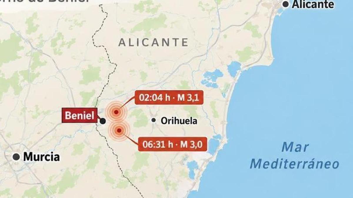 La tierra vuelve a temblar en Murcia: dos terremotos de 3,1 y 3 grados en solo cuatro horas