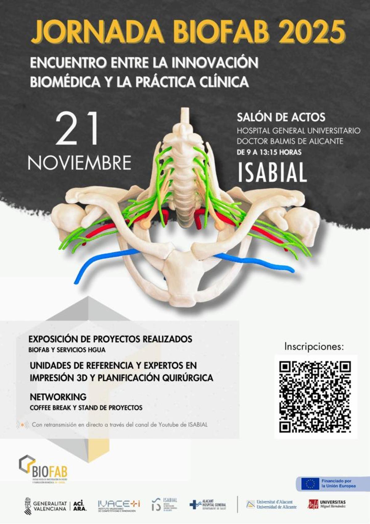 El cartel de la jornada que se celebra el viernes en el Hospital de Alicante