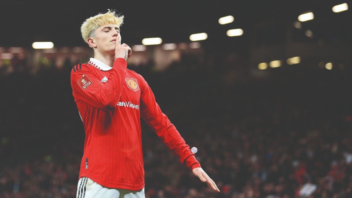 Alejandro Garnacho, celebrando un gol con el United