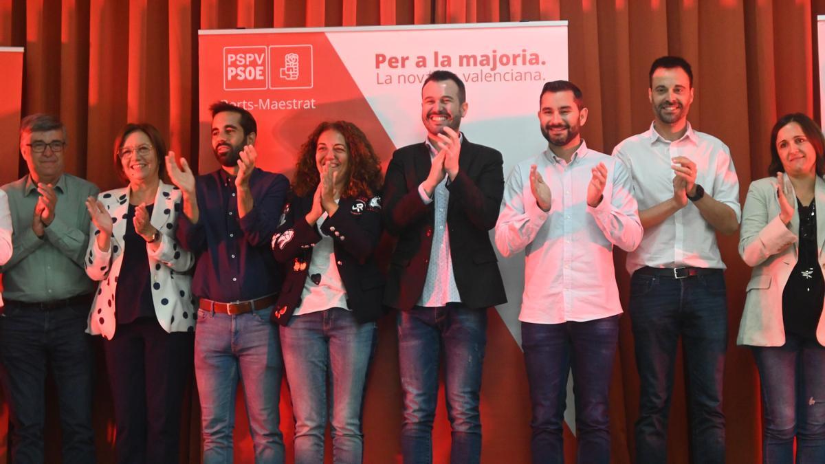 Miralles, Muñoz, Besalduch, Ronchera, Falomir y Alsina, hoy en el acto del PSPV.