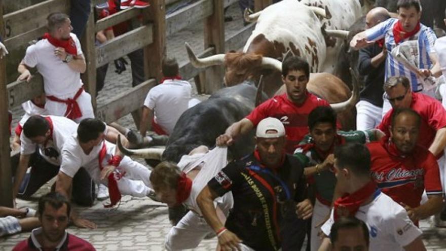 Un corneado en el segundo enciero de San Fermín