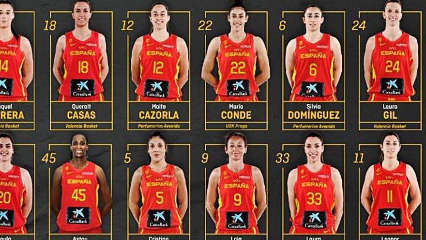 Las 12 elegidas para disputar el Eurobasket Femenino.
