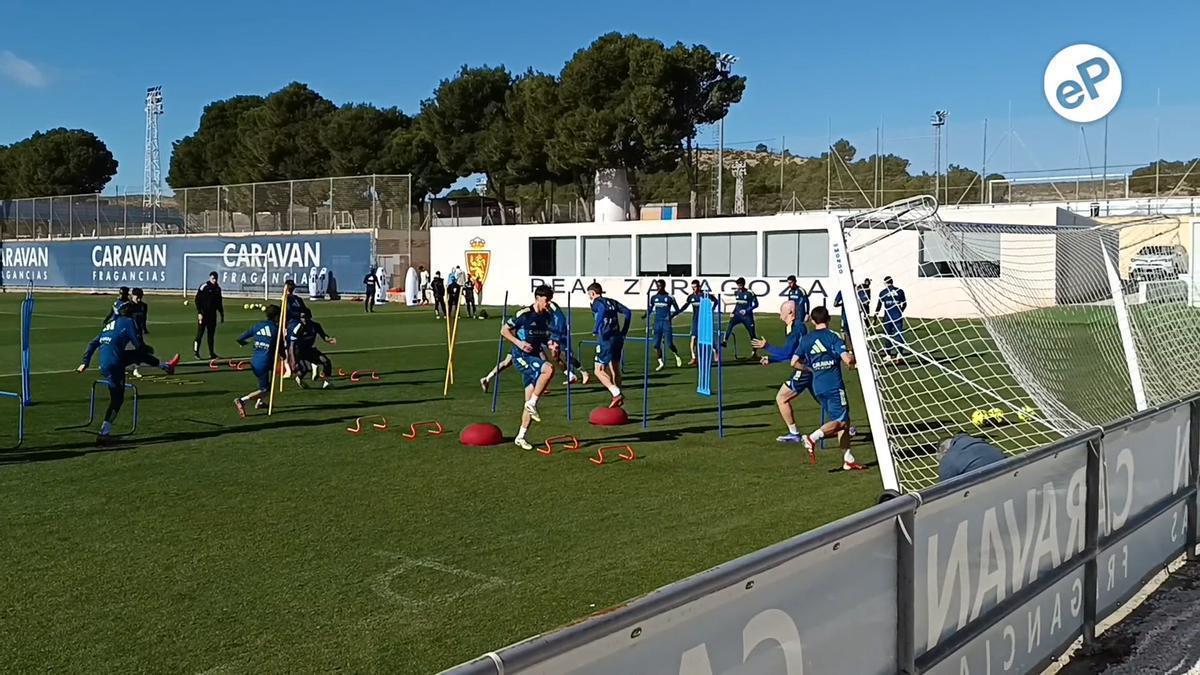 El Yamiq realiza un ejercicio en el entrenamiento de este jueves