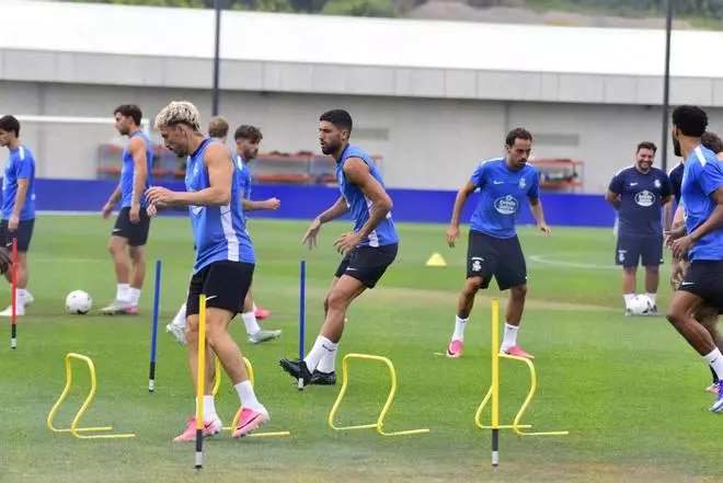 Entrenamiento del Dépor en Abegondo en la tercera semana de pretemporada