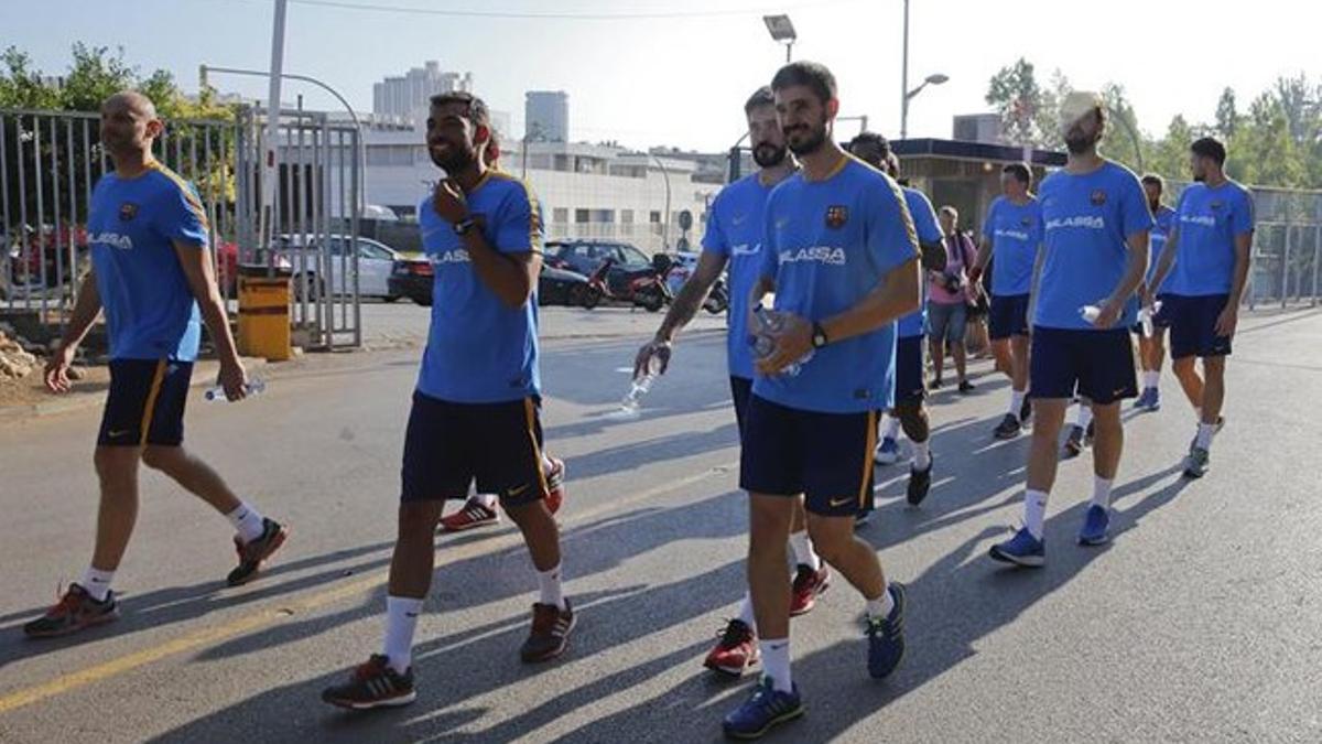 Los jugadores del Barça, durante la pretemporada