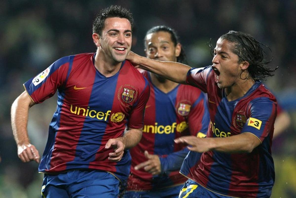 Xavi celebró así el gol ante Osasuna del 2008