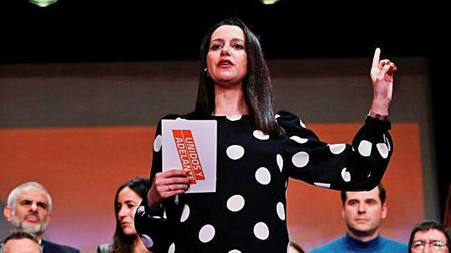 Inés Arrimadas, en el acto de Ciudadanos ayer en Madrid.