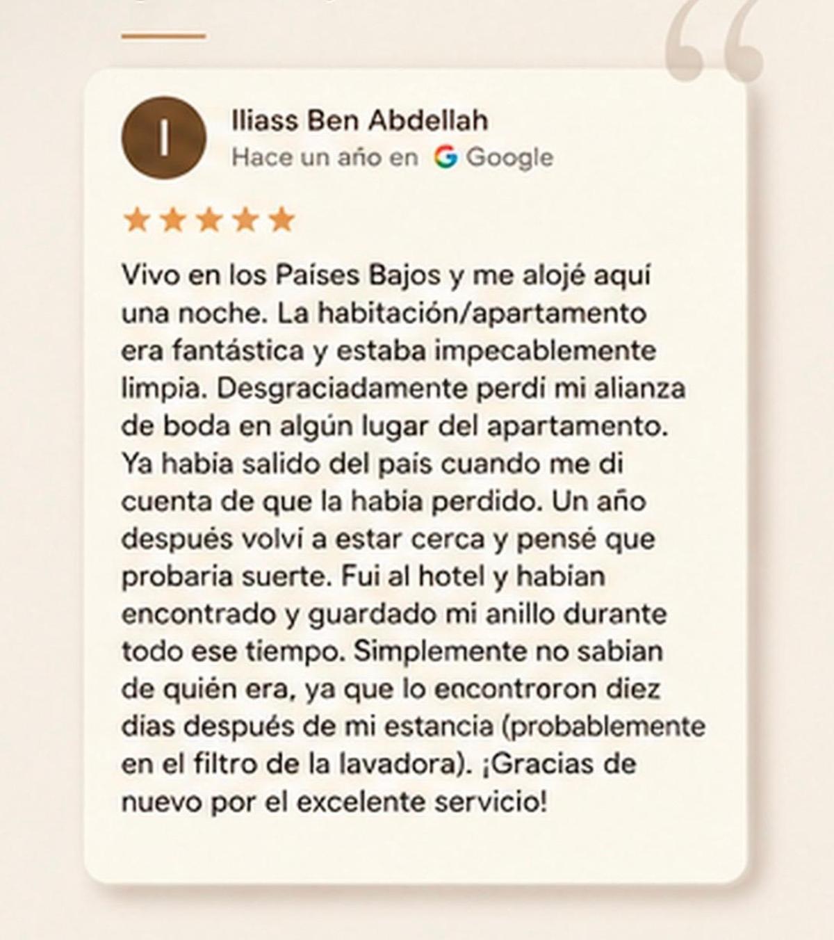Reseña dejada por el huésped de Países Bajos tras alojarse en el hotel Don Manuel.