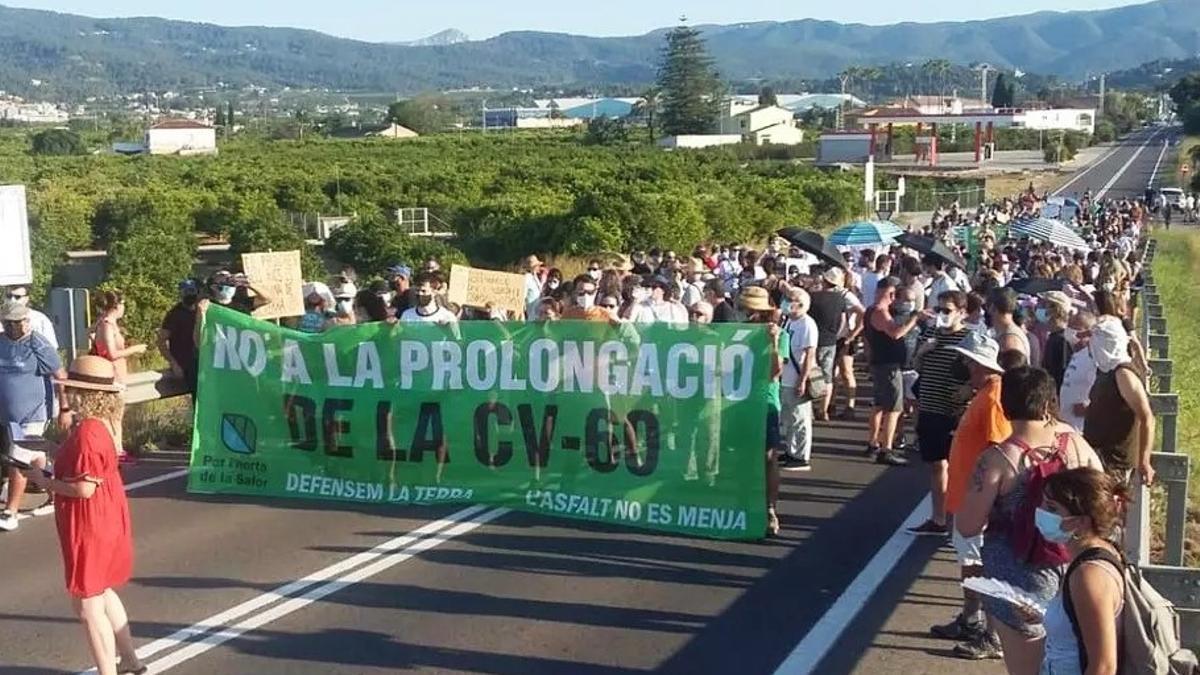 Protesta que organizó el colectivo entre Beniarjó y Almoines en 2021.