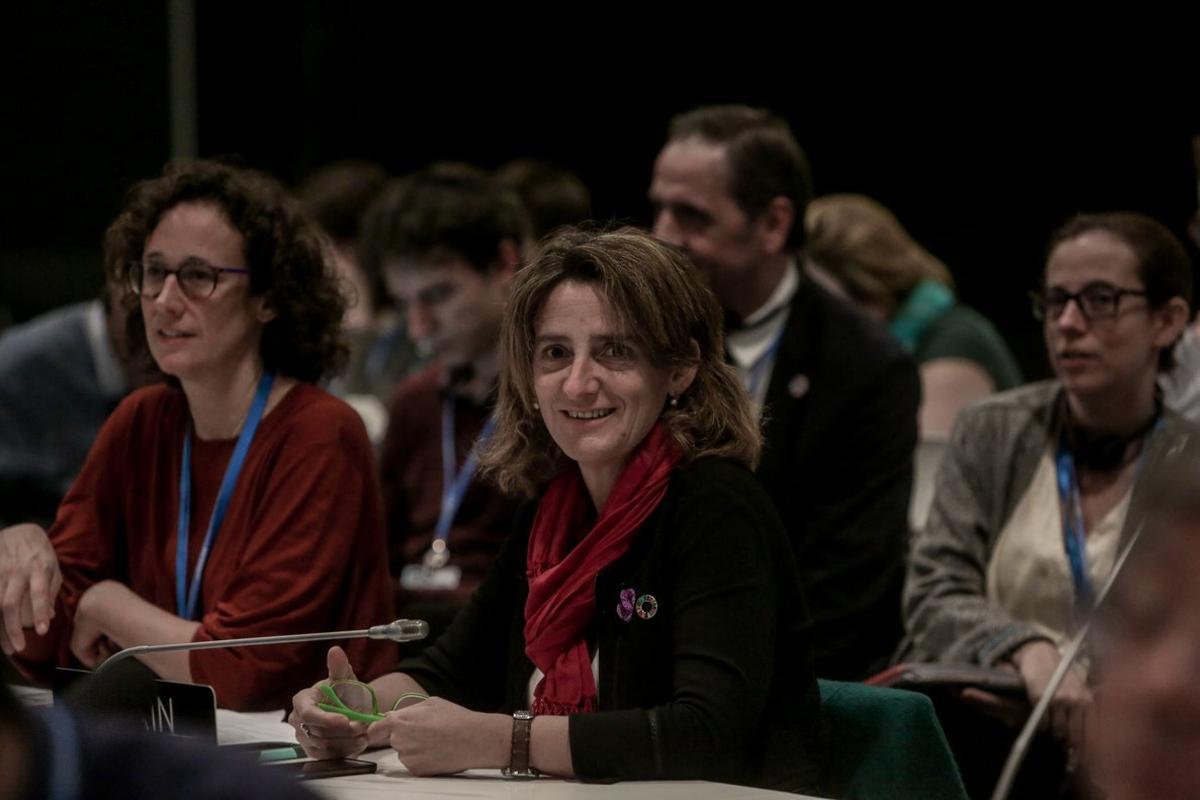 La ministra de TransiciÃ³n EcolÃ³gica, Teresa Ribera, en la revisiÃ³n del preacuerdo en la Cumbre del Clima