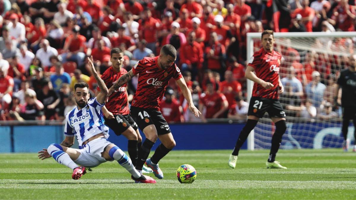 Dani Rodríguez, este domingo en el Real Mallorca-Real Sociedad.