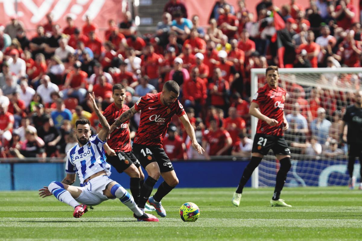 Dani Rodríguez, este domingo en el Real Mallorca-Real Sociedad.