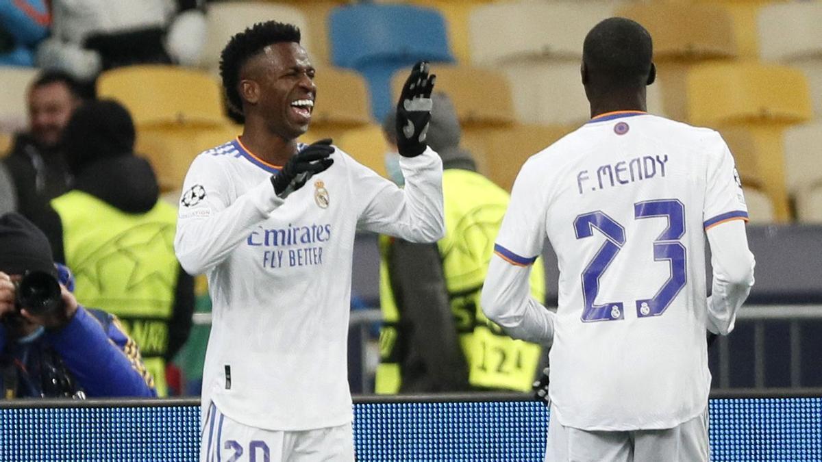 Vinicius Junior celebra un gol durante el partido contra el Shakhtar Donetsk