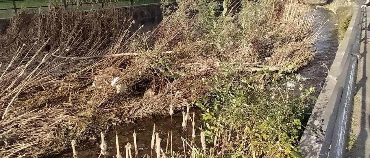 El río San Juan, a su paso por el casco urbano de Mieres.