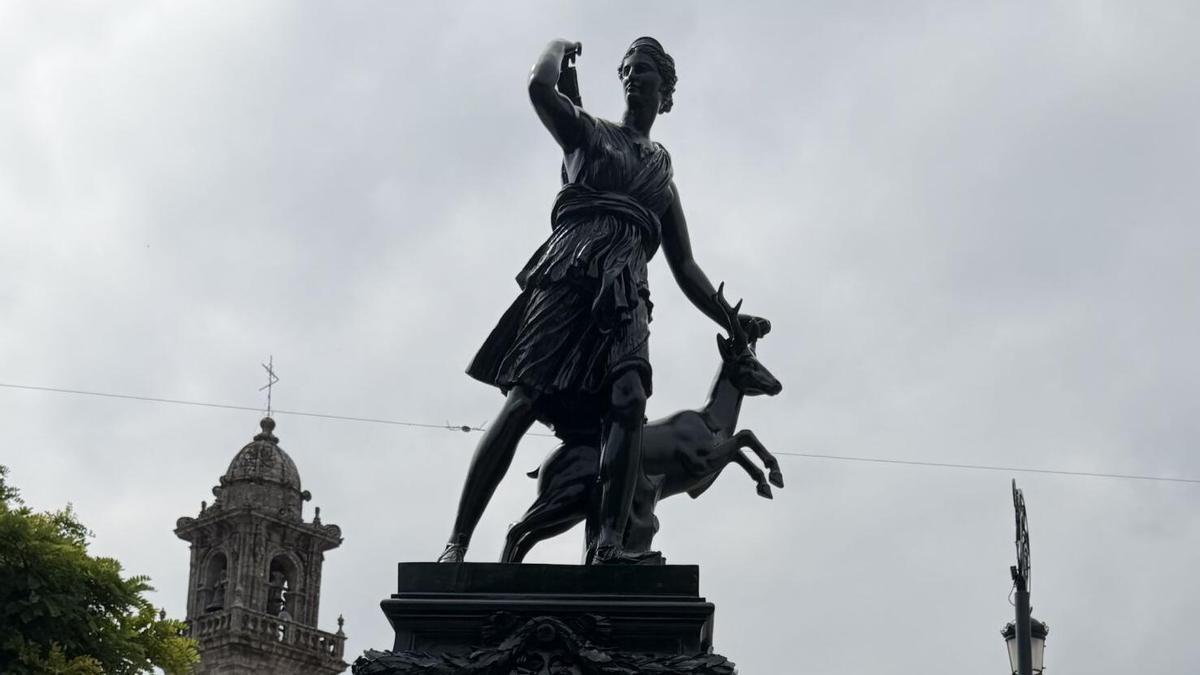 La fuente de la Diana Cazadora de Betanzos tras la restauración
