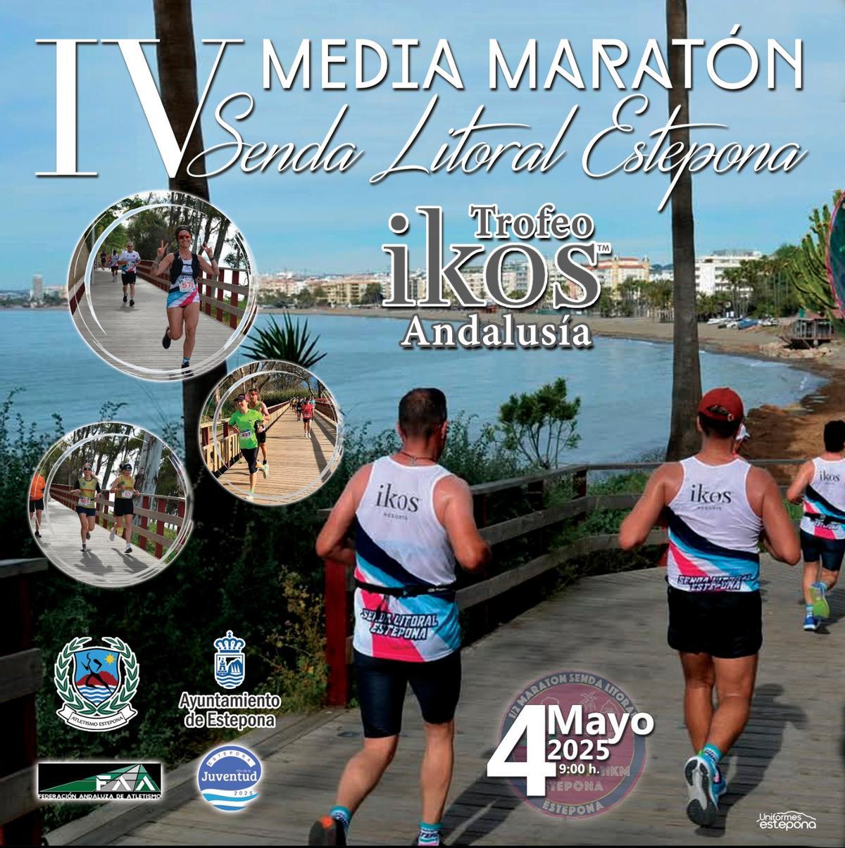 Cartel de la IV Media Maratón Senda Litoral Estepona.