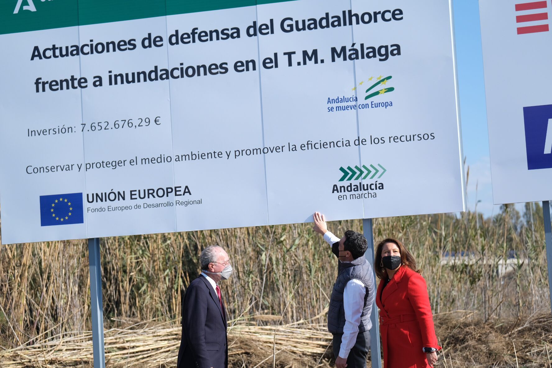 Colocación de la primera piedra de las obras de defensa en el río Guadalhorce