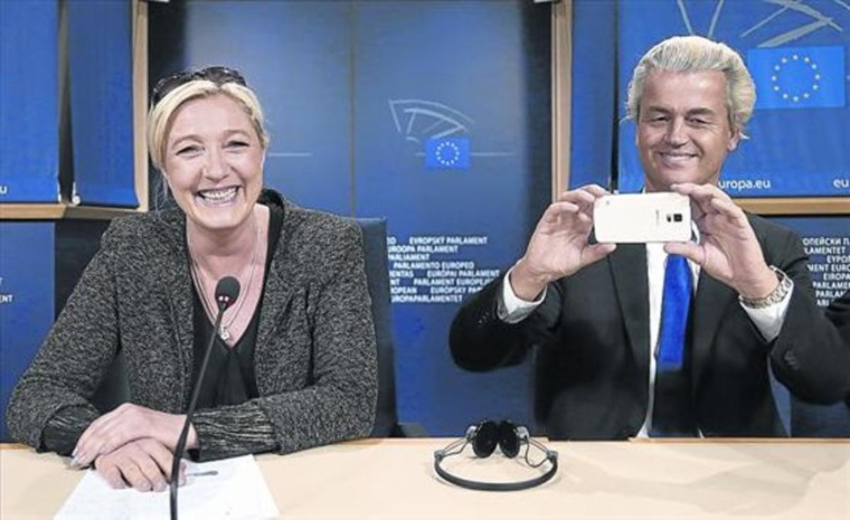 La francesa Marine Le Pen y el holandés Geert Wilders