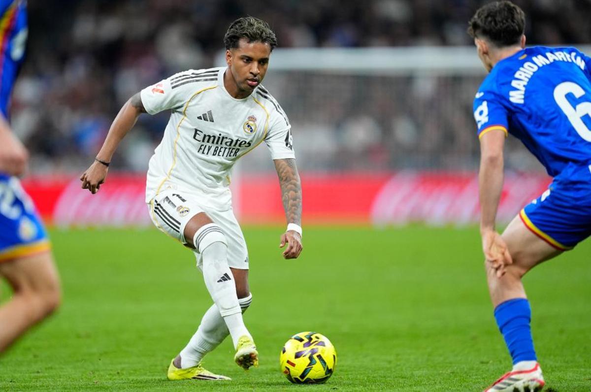 Rodrygo, durante el partido ante el Getafe, en el que se lesionó en la rodilla derecha