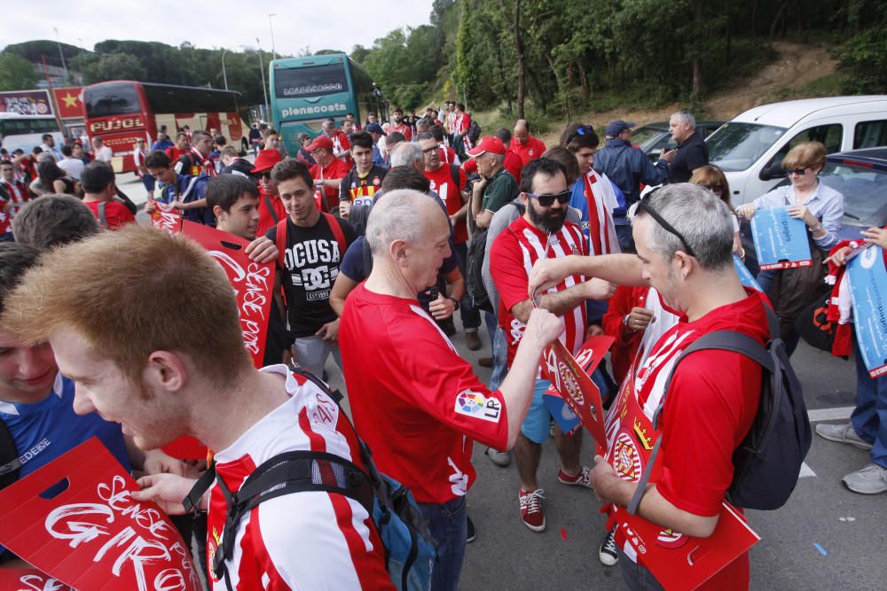 Sortida dels aficionats del Girona cap a Pamplona