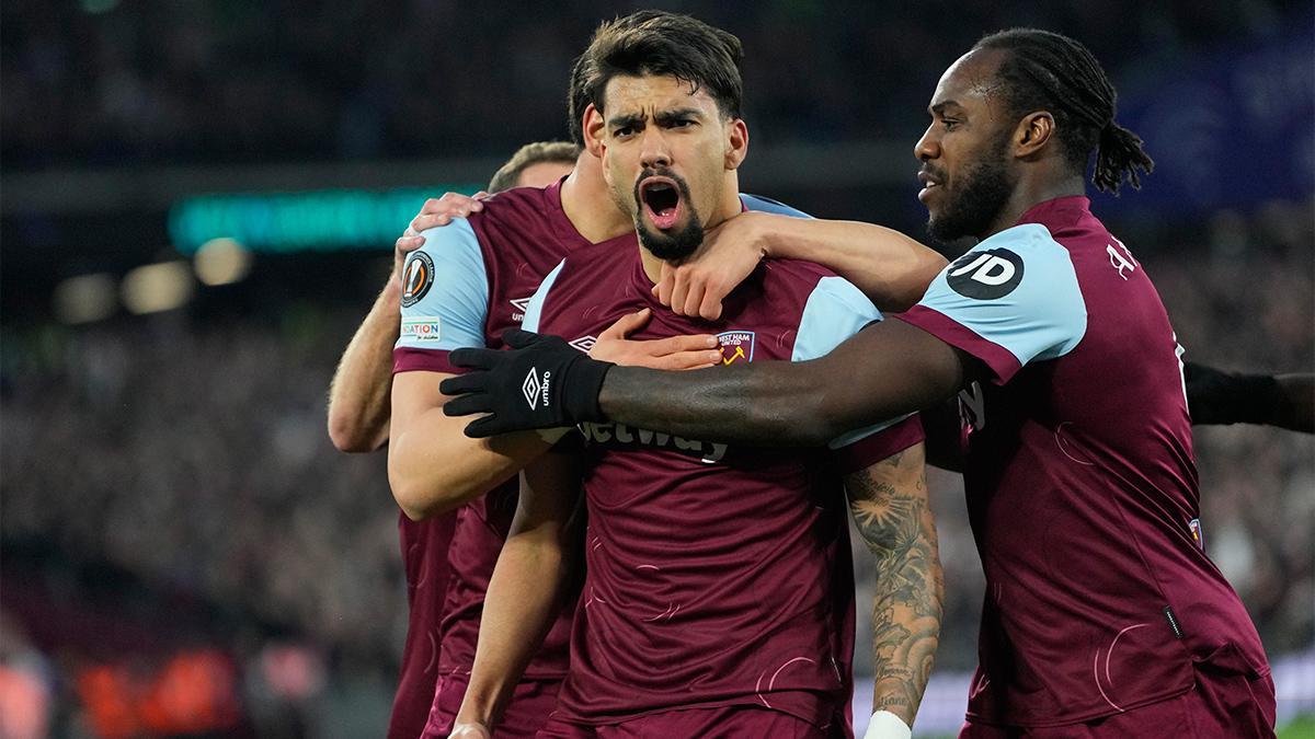 Lucas Paqueta celebra un gol con el West Ham