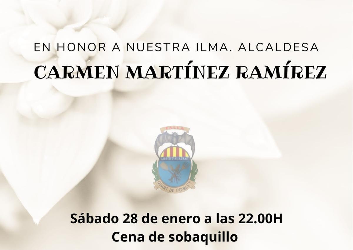 Homenaje anunciado de la falla Alacant a la alcaldesa de Quart
