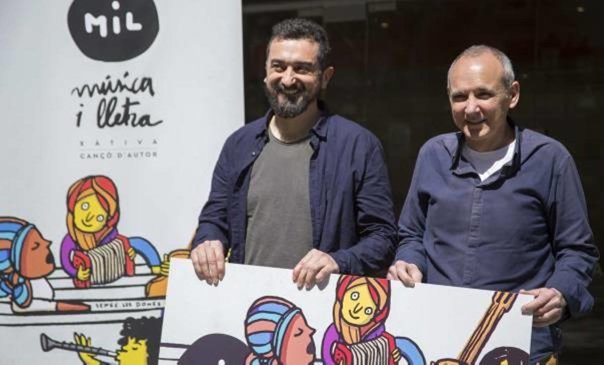 Feliu Ventura i Alfred Boluda, ahir en la presentació del Música i Lletra junt al Gran Teatre.