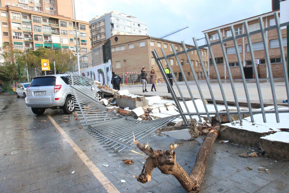 Temporal de viento y lluvia en Málaga