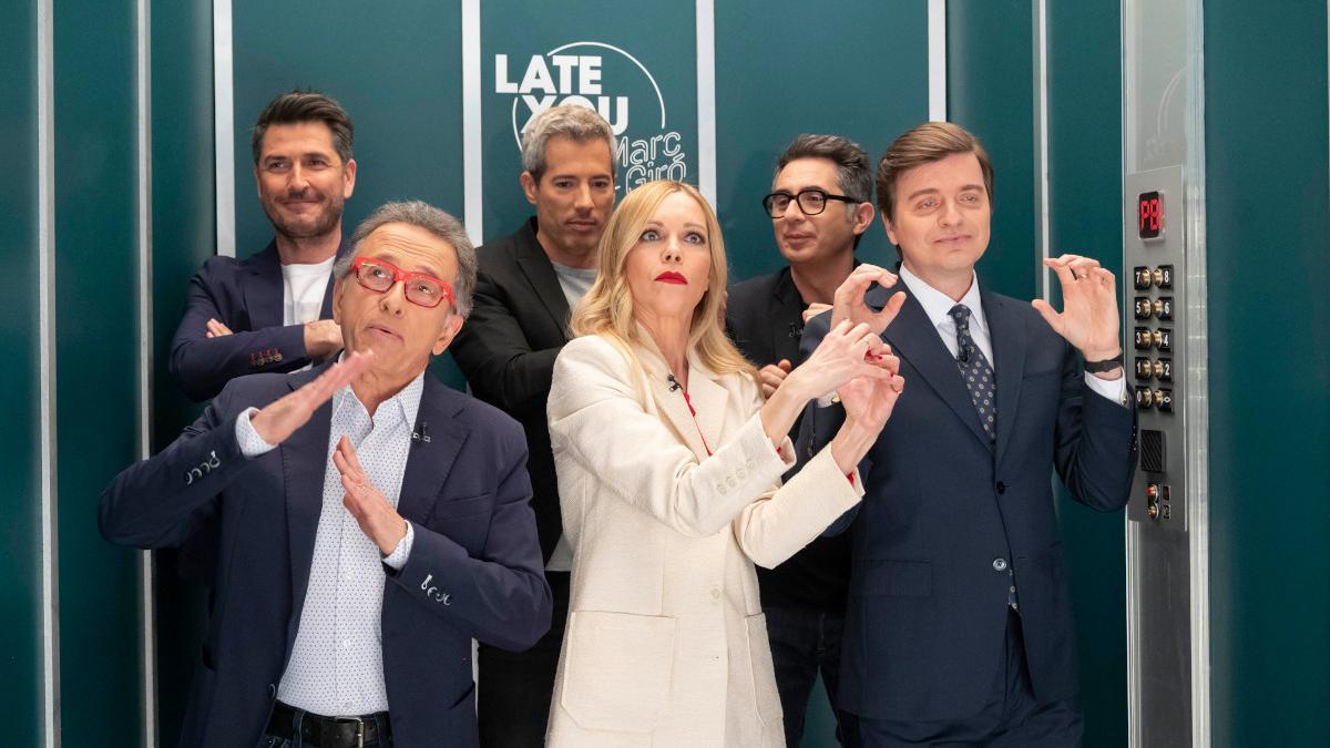 Carlos del Amor, Oriol Nolis, Berto Romero, Jordi Hurtado, Tània Sarrias y Marc Giró, en El Ascensor de 'Late Xou'.
