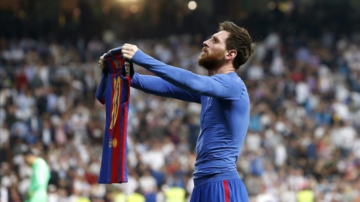 Messi, después del gol de la victoria en el Bernabéu en la pasada Liga.