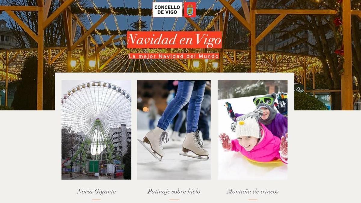 Portada de la página web no oficial del Concello sobre la navidad en Vigo