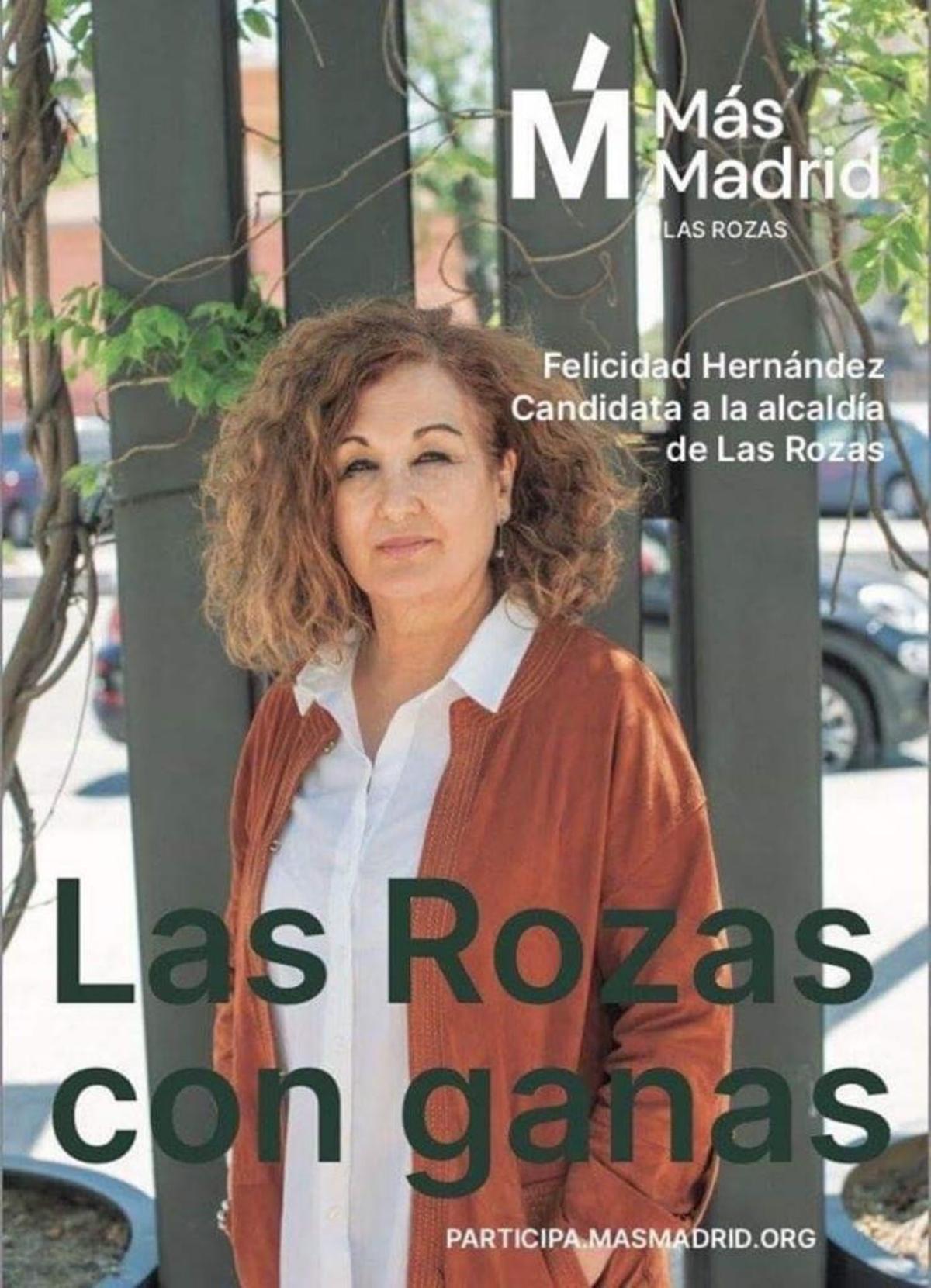 Cartel de Más Madrid en Las Rozas.