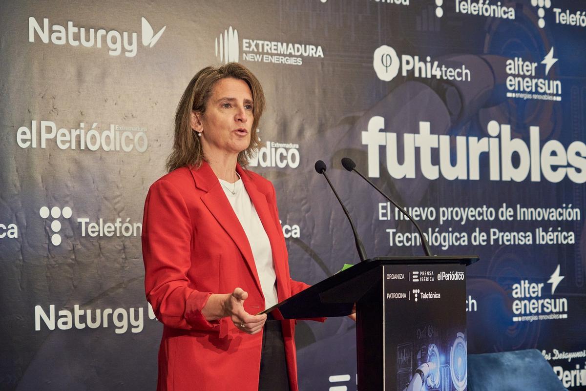 La ministra Teresa Ribera en la primera edición de Futuribles en Cáceres.