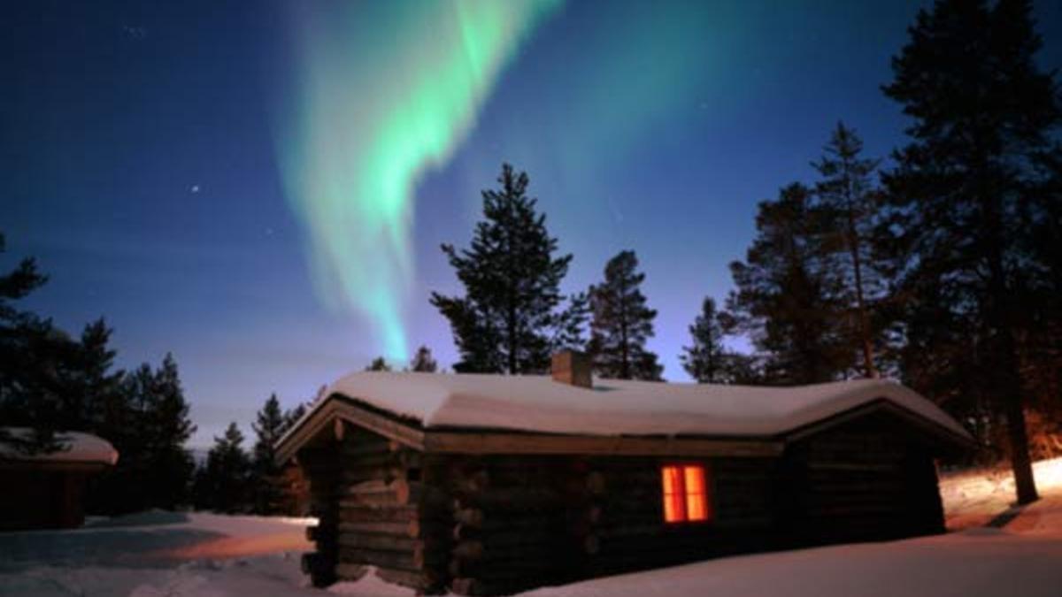 Aurora boreal en Laponia.