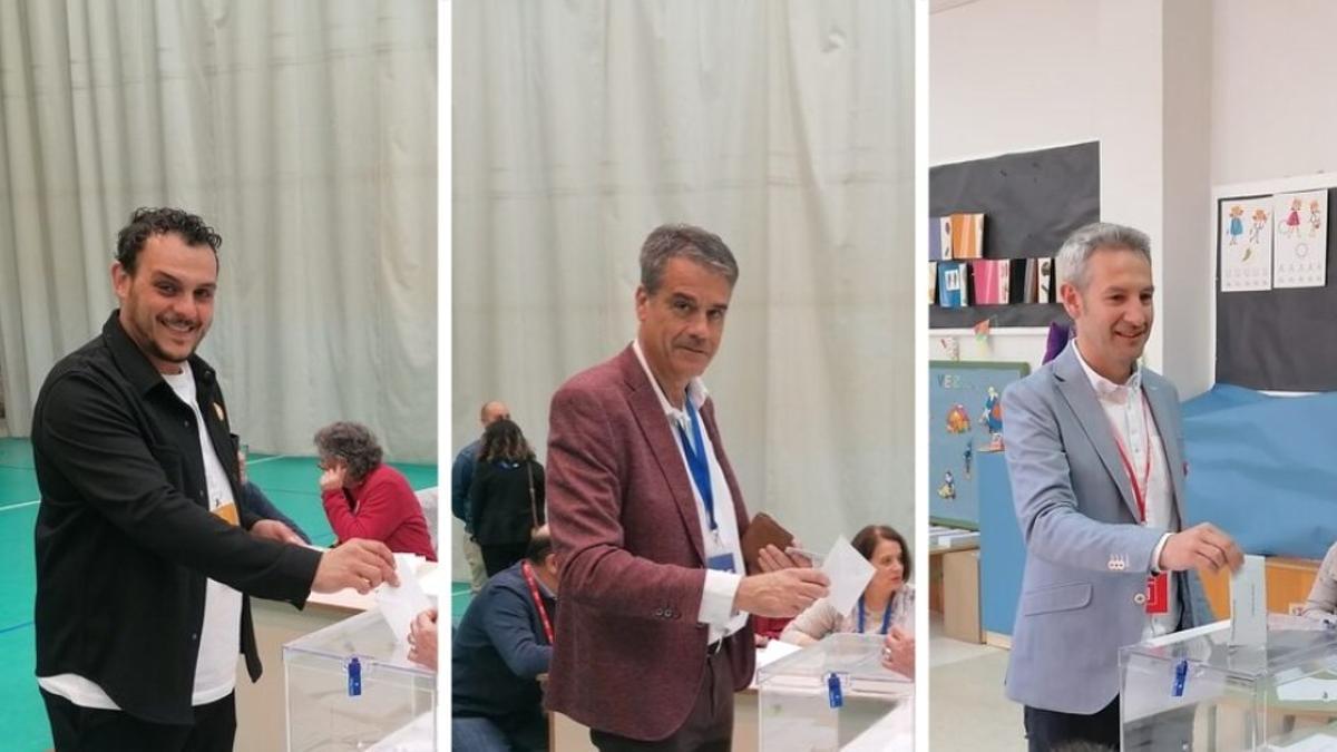 De izquierda a derecha, Tomás del Bien, Rafael González y Carlos Rodríguez ejercen su derecho a voto