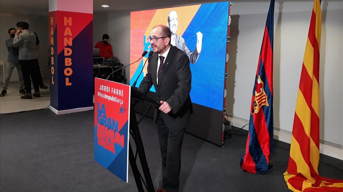 09 12 2020 El precandidato a la presidencia del FC Barcelona Jordi Farre en la inauguracion de su sede electoral  situada en la calle Numancia numero 63 de Barcelona  DEPORTES