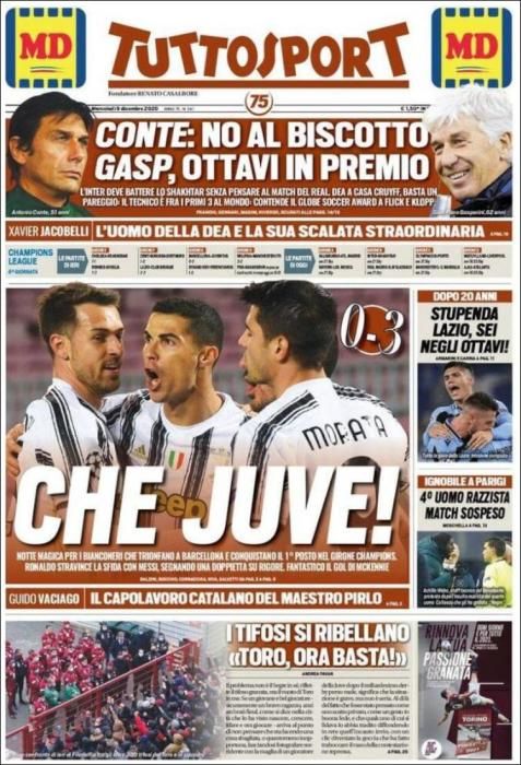 Portada TUTTOSPORT miércoles 9 diciembre 2020